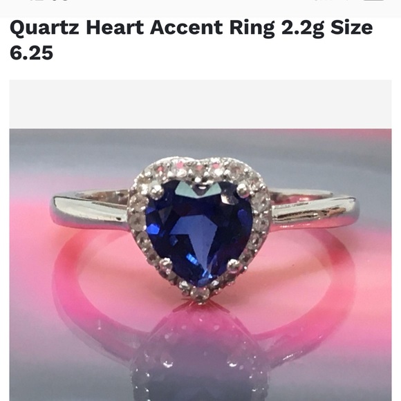 10k White Gold Blue Sapphire and Quartz Heart Halo Ring💙 - Picture 1 of 8